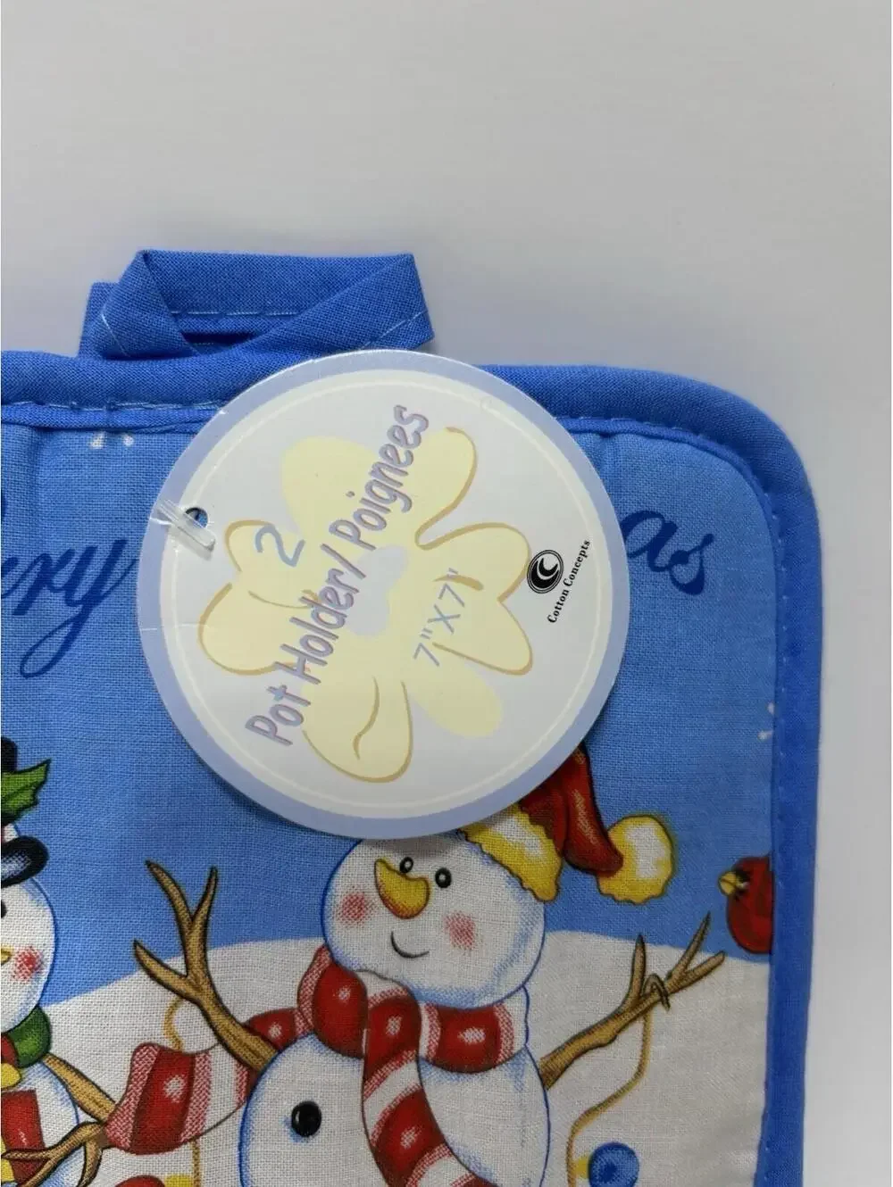 Merry Christmas 2pc Pot Holders Snowman Festive Holiday Kitchen Decor Set